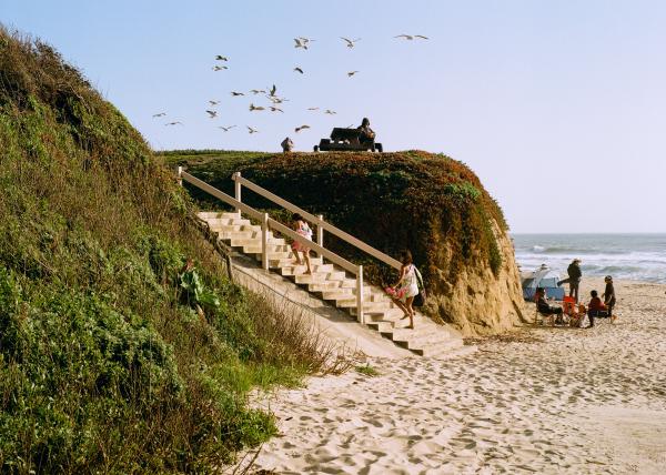 A typical beach scene in Half Moon Bay.